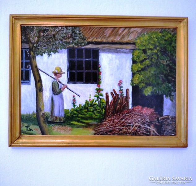 Arrival at the farm 47 x 35 cm / with a woman's rake./