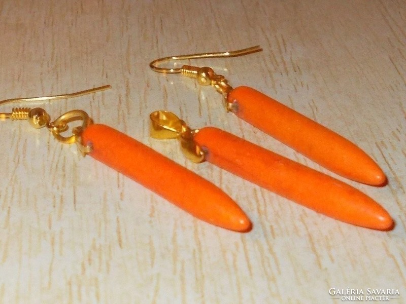 Narancs Korall ásvány Tüske Arany Gold Filled Ékszer Szett