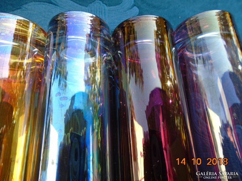 4 db Irizáló antik színes pohár 13 cm