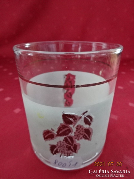 Glass cup with leaf pattern, height 9 cm, diameter 7.5 cm. He has!