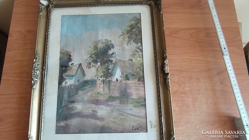 (K) Zóni László remek festménye 36x46 cm kerettel Szignózott!  falusi utca