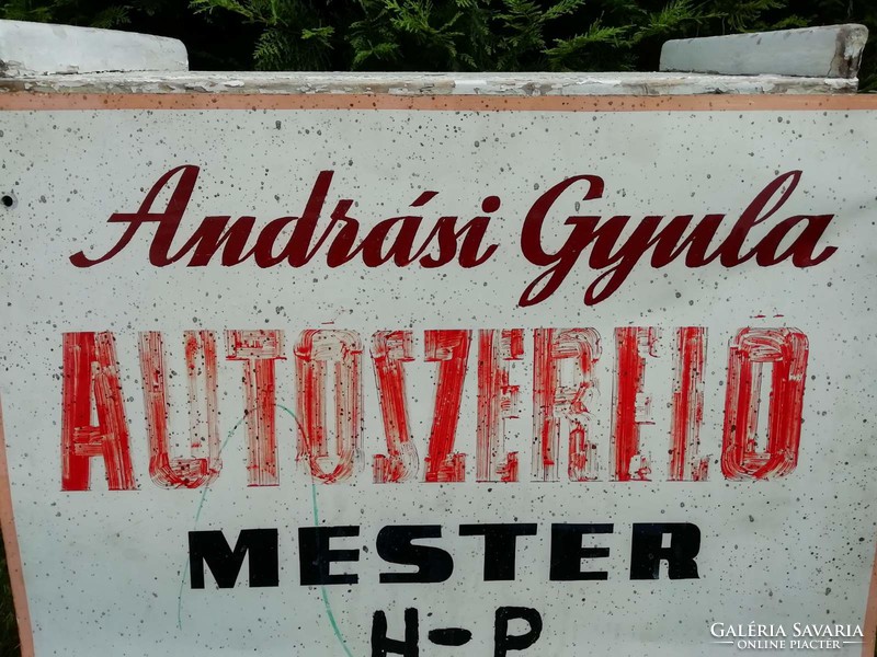 Autószerelő tábla, régi alumínium cégtábla, loft, dekoráció, kézzel festett tábla, LEÁRAZVA!!!