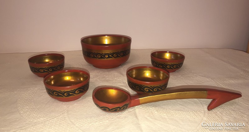 Antique folk Russian decorative bowl set