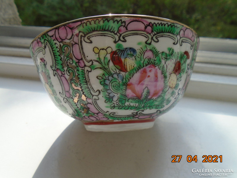 Famille rose hand-painted inside, hand-marked, Chinese rice decorative bowl with spoon