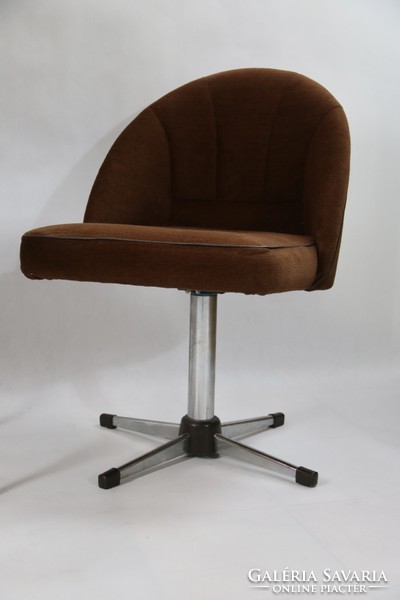 Pair of retro brown velvet swivel chairs