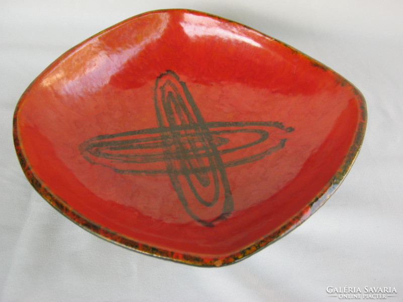 Retro ... Liszkay Hungarian industrial art signed ceramic wall bowl