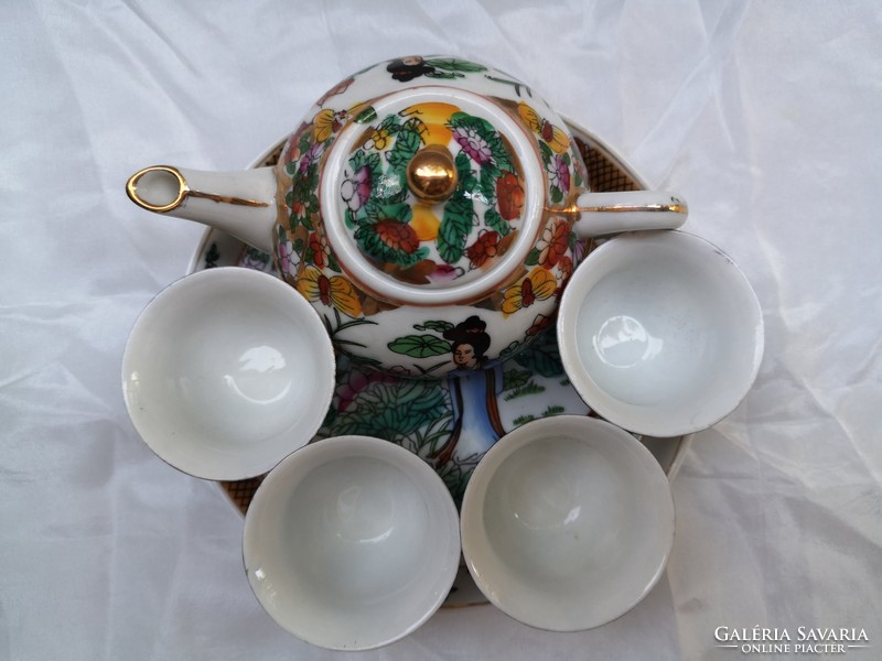 LEÁRAZTAM!!! Tradícionális, kézzel festett, kis méretű kínai porcelán teás készlet