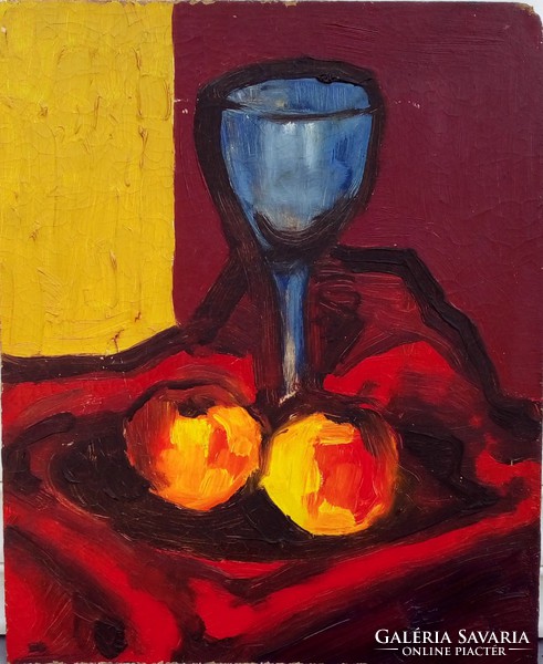 Festmény, Csendélet almákkal és pohárral
