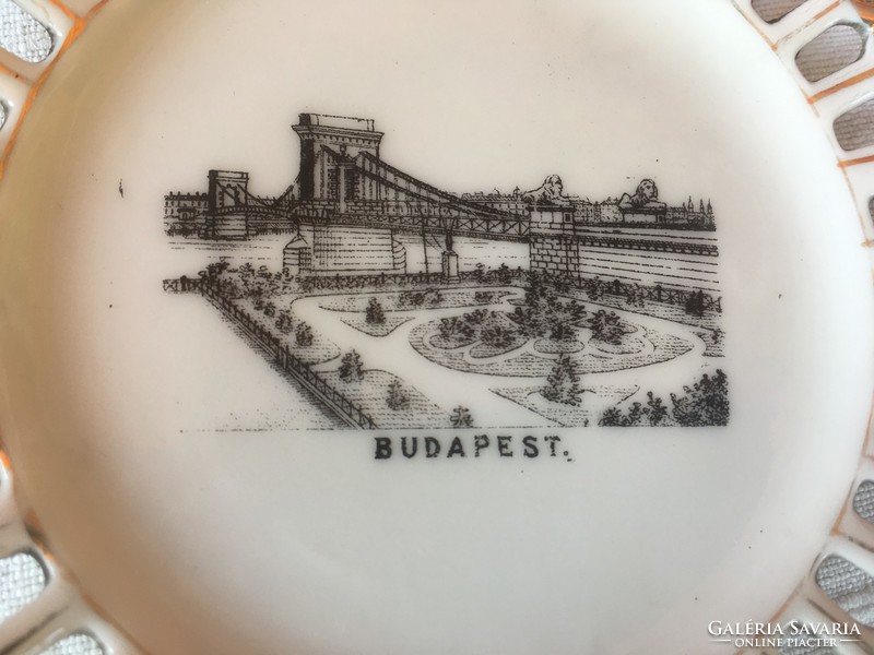BUDAPEST- a Lánchíddal áttört tányérka-kb.1930-as évekből...