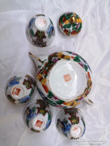 LEÁRAZTAM!!! Tradícionális, kézzel festett, kis méretű kínai porcelán teás készlet