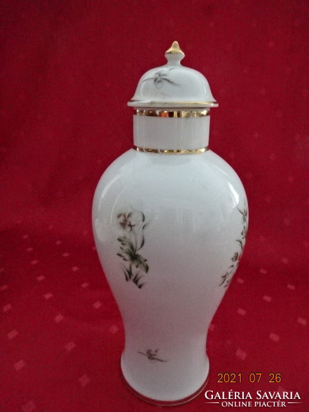 Hollóházi porcelán fedeles váza, magassága 26 cm. Vanneki.