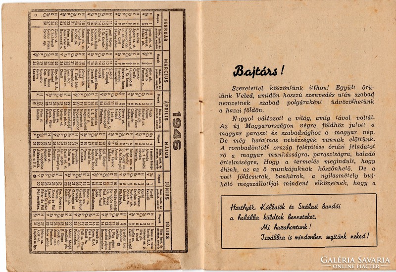 1946 Hadifogoly zsebkönyv. Bp