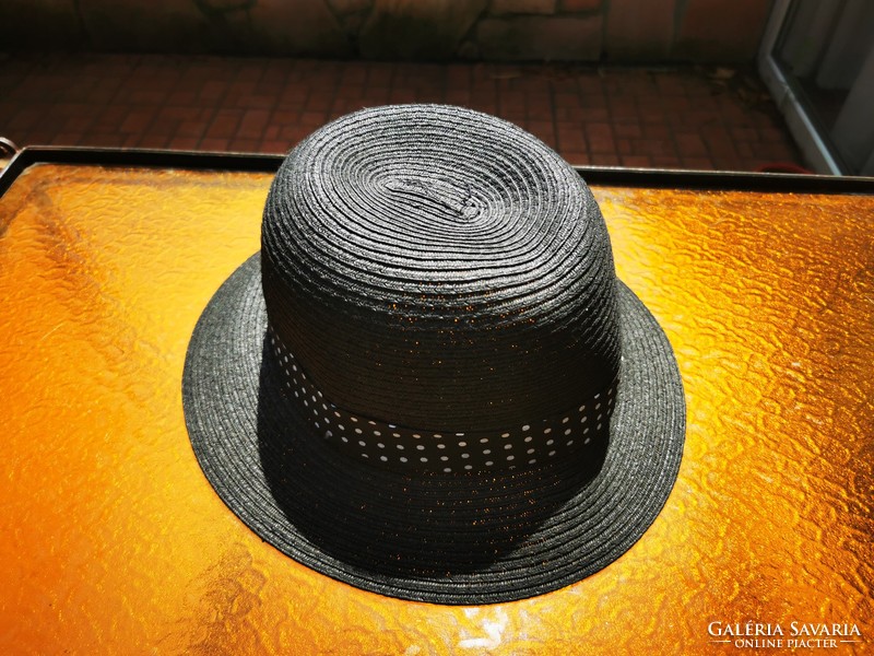 Elegant black straw hat,