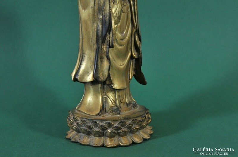 Antique gilded bronze Buddhist monk statue, 18th century