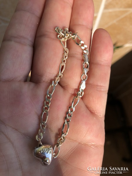 Silver bracelet heart charm