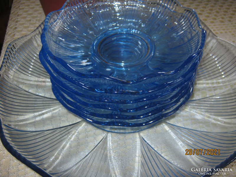 Vintage Kék üveg salátás  kompótos készlet