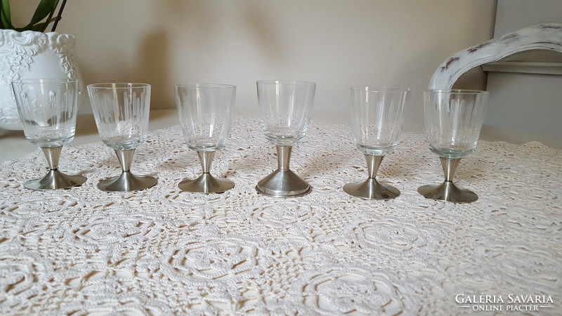 5+1 Pcs. Old metal base, polished glass cup