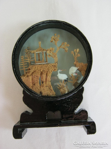 Keleti kézműves miniatűr kép parafa dísztárgy
