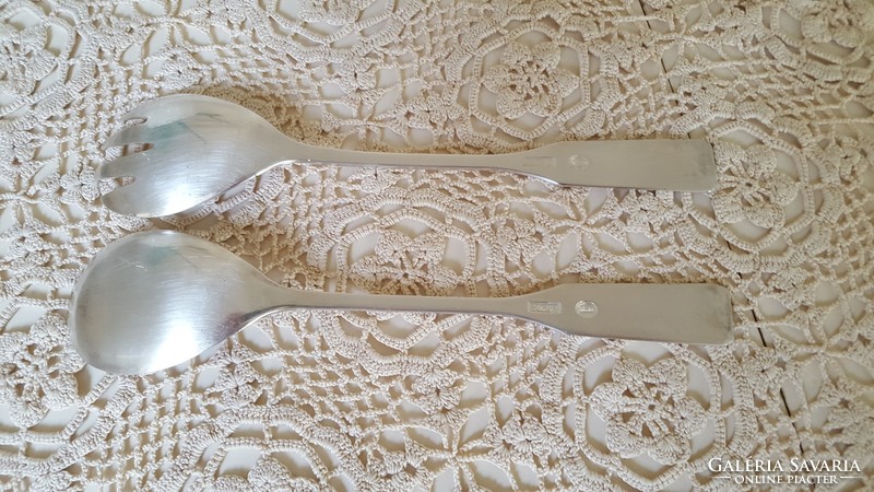 Old, silver-plated, Sheraton salad servers