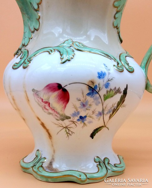 Angol porcelán kancsó festett virágdíszítéssel