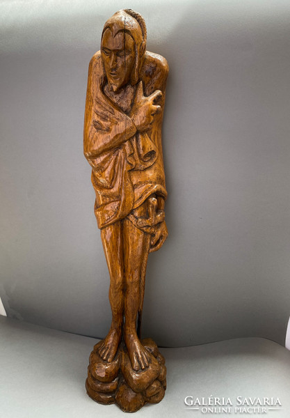 Faragott fa Mephisto szobor, Jacques Louis Gautier alkotása után.