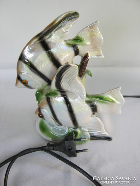 Porcelain fish lamp with a pair of elka signs