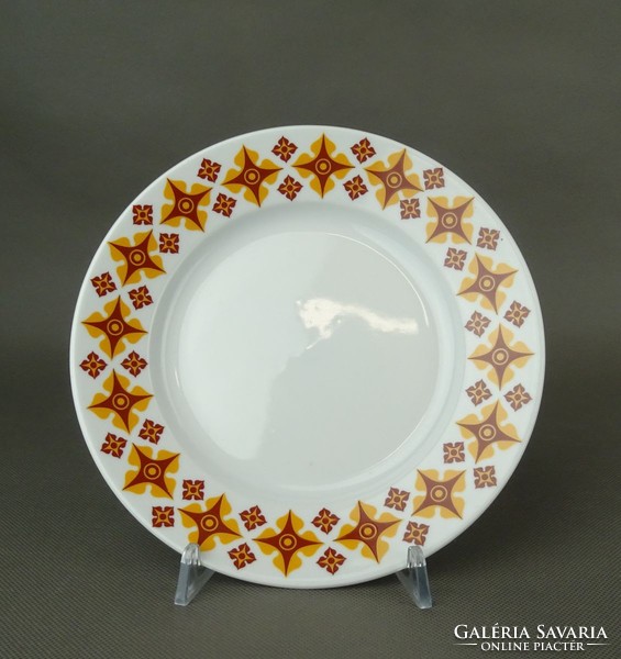 1F224 Retro Zsolnay barna-sárga mintás porcelán süteményes tányér