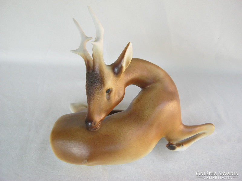 Retro ... Royal dux biscuit porcelain deer stag