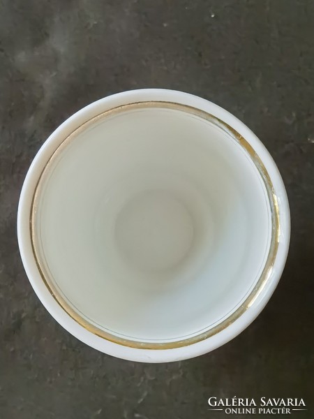 LEÁRAZTAM!!! Antik biedermeier kézzel festett lüszterezett porcelán talpas pohár