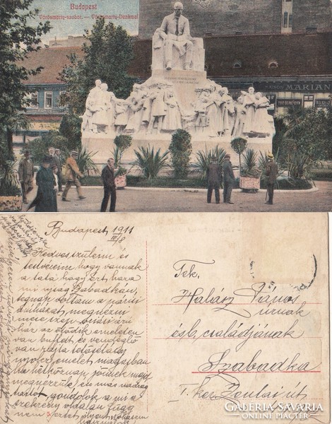Budapest Vörösmarty szobor 1911 RK Magyar Hungary
