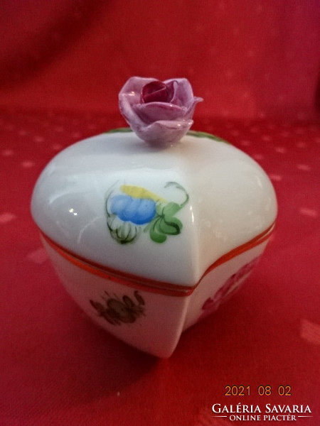 Herendi porcelán, szív formájú bonbonier, hossza 7,5 cm. Vanneki!