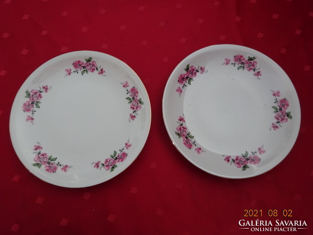 Alföldi porcelain, small plate with pink flowers, diameter 19 cm. He has! Jokai.