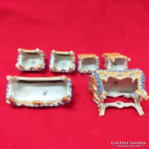 Alt Wien baroque porcelain mini furniture set.