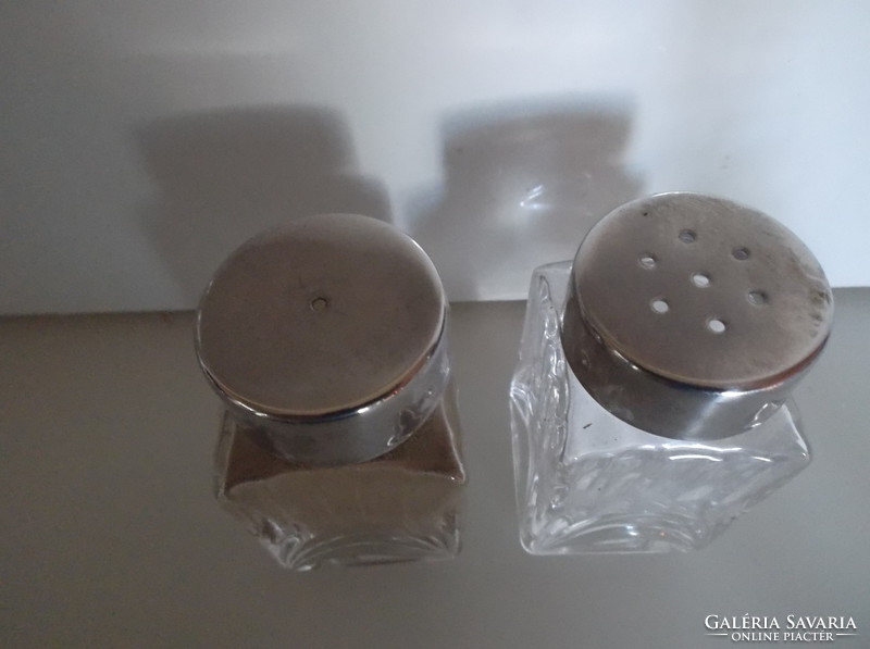 Salt and pepper shakers - 2 pcs - crystal - silver plated - very thick - perfect