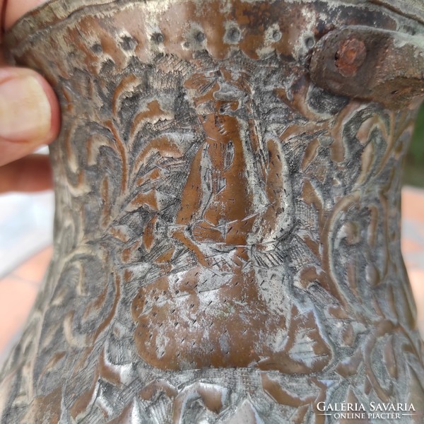 Perzsa figuràlis-kakas fogó, Kézzel kalapàlt, ezüstözött valamikor ! XIX.szàzad