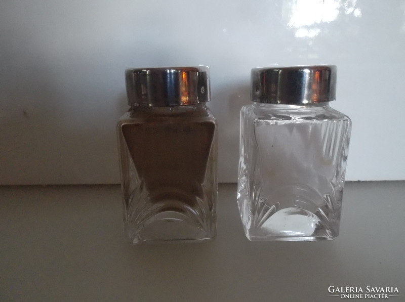 Salt and pepper shakers - 2 pcs - crystal - silver plated - very thick - perfect