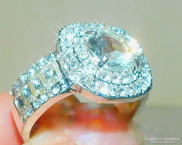 Mest. Gyémánt köves Fehér Arany Gold Filled Gyűrű- Alkalmi darab