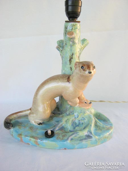 Retro ... Industrial ceramic weasel figurine lamp fixture