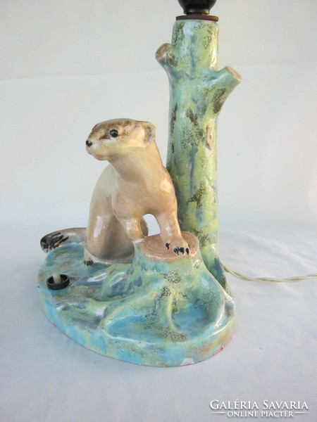 Retro ... Industrial ceramic weasel figurine lamp fixture