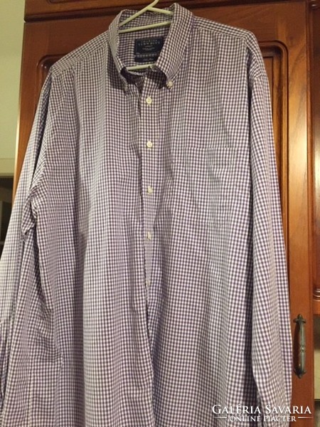 Branded men's, youth clothing, light purple checkered cotton shirt, charlestyrwhitt brand, size xxl