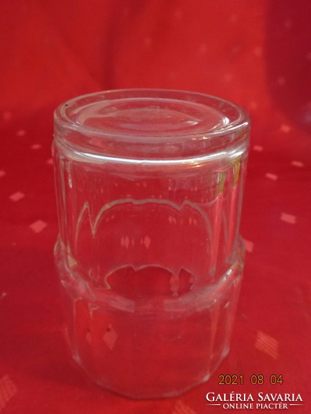 Üveg pohár, magassága 9 cm, átmérője 7 cm. Vanneki!
