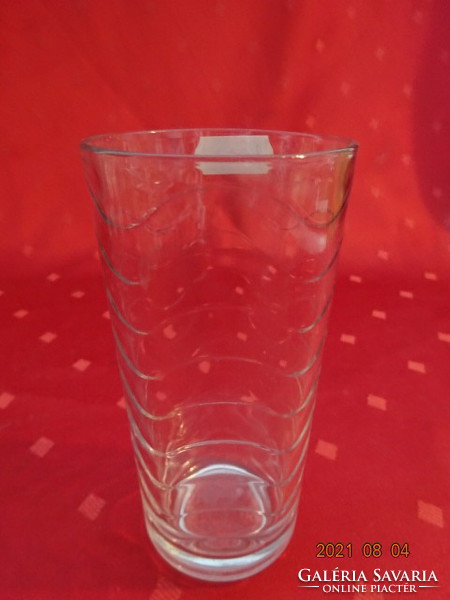 Glass cup, with wavy pattern, height 13 cm, diameter 6.5 cm. He has!