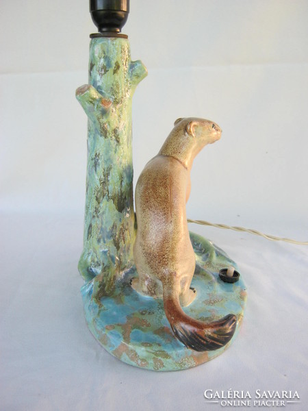 Retro ... Industrial ceramic weasel figurine lamp fixture