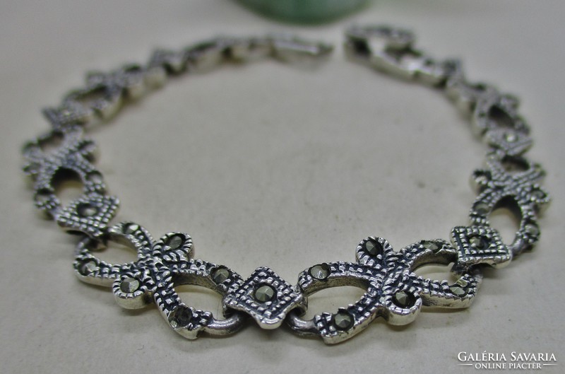 Wonderful old silver bracelet with marcasite, Art Nouveau pattern