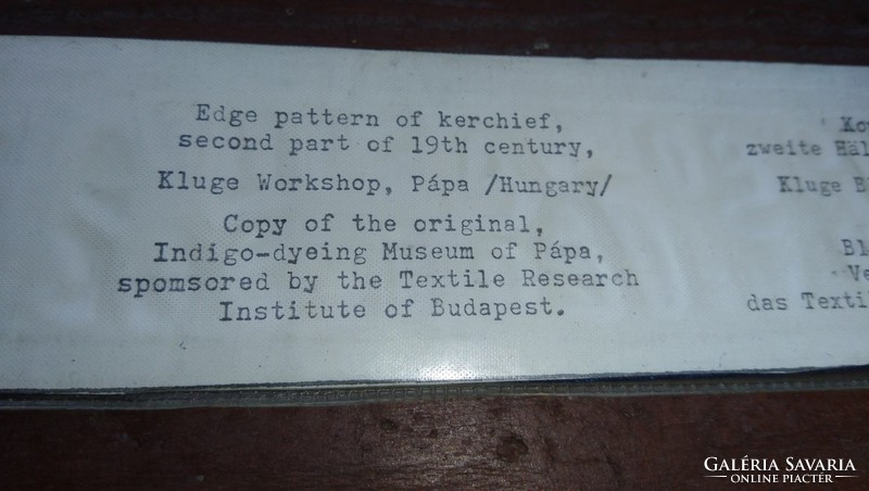 Fejkendő szegélymintája  19.sz.második fele,Kluge Műhely Pápa ,Kékfestő Múzeum Pápa Kopie,könyvjelző