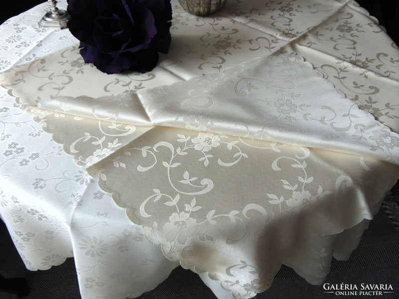Wonderful cream silk tablecloth 88 x 160 cm rectangle