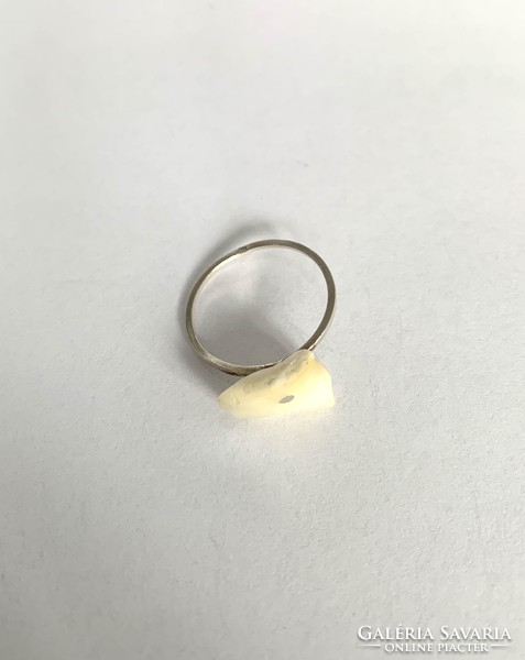 Pearl stone fine silver ring approx. Size 7 / diameter: 17.5 mm