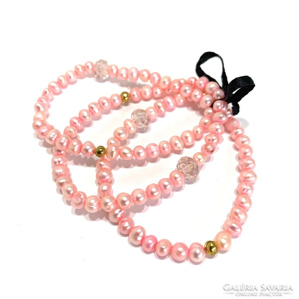 3 pcs cultured pearl true pearl bracelet elastic, size: s / m - echte perlen armband