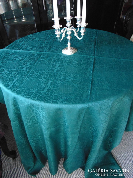 Smaragdzöld selyemdamaszt asztalterítő 150 x 238 cm téglalap !