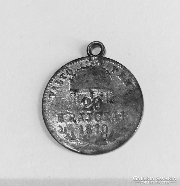 Ferenc József ( Keiser Franz Joseph ) 20 Kajczar ezüst pénzérme 1870 monarhia, magyar királyi pénz